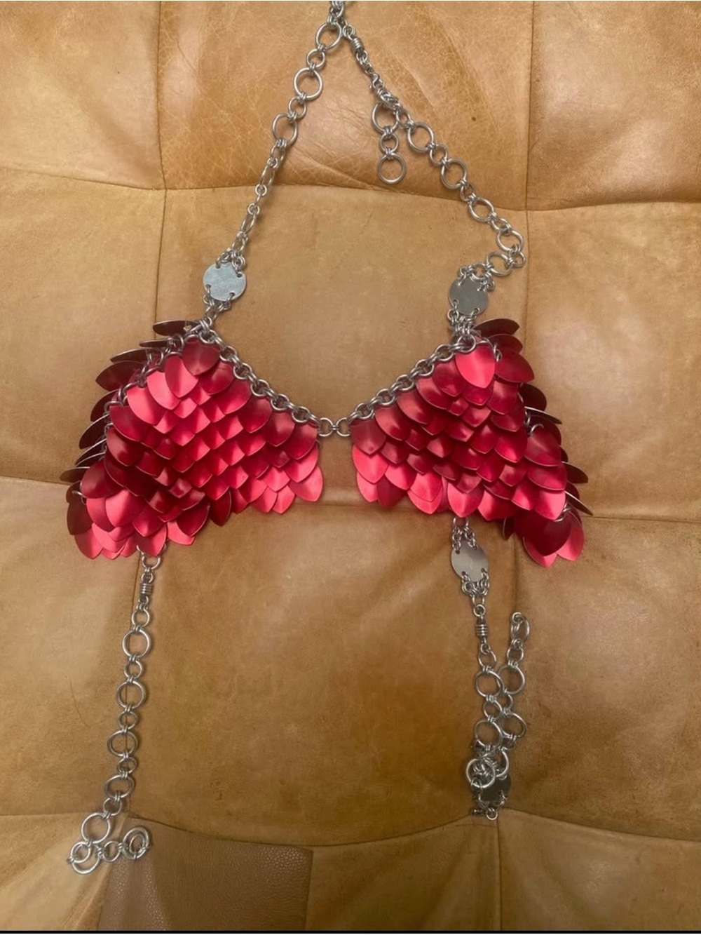 Handmade chainmail dragon scale top